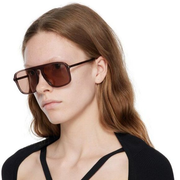 🔥Saint Laurent SL590 003 Sunglasses Brown Aviator Unisex - Picture 4 of 15